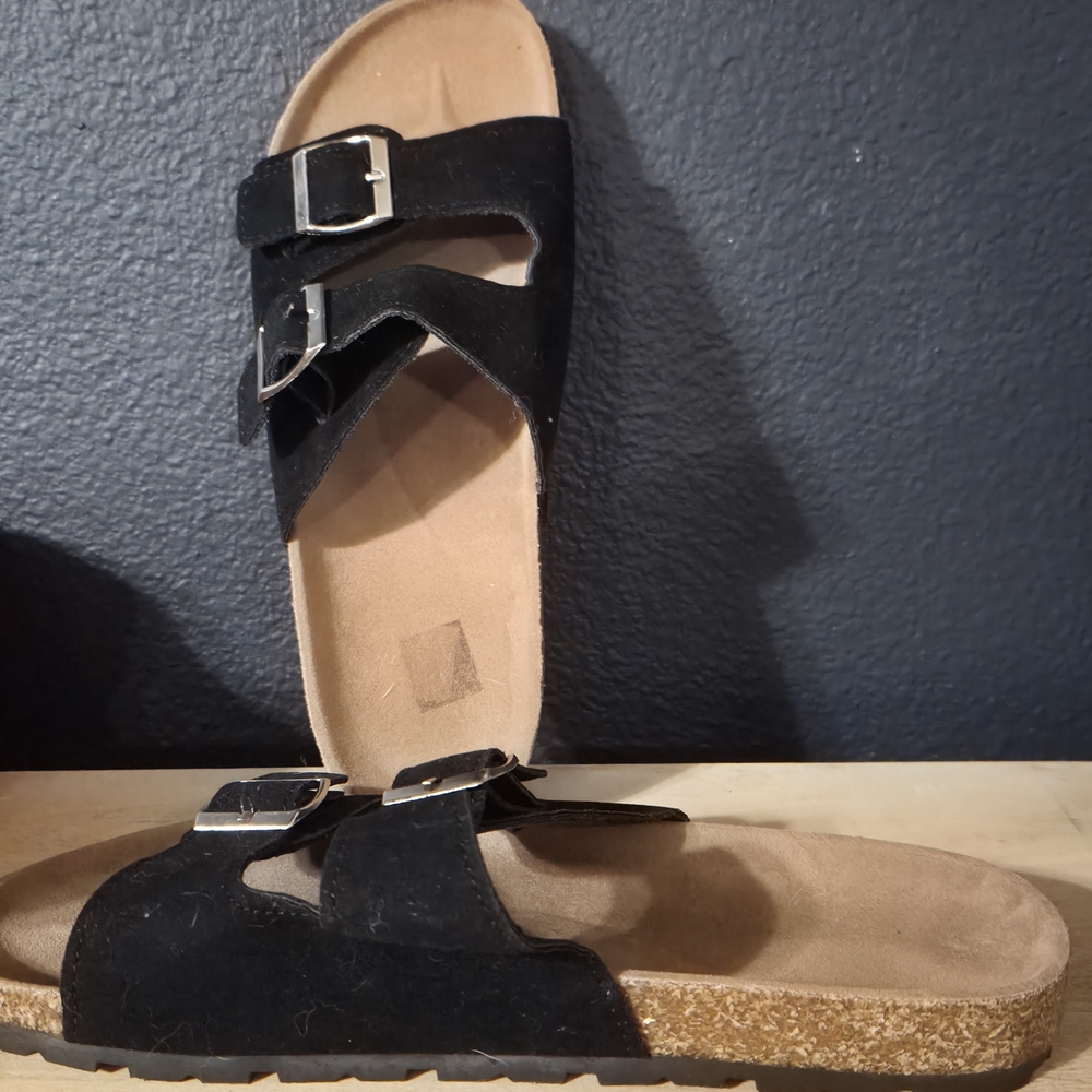 Black Double Strap Sandals - Picture 2 of 2